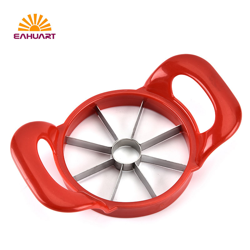 Customizable Red 8-Slice Apple Cutter with Plastic Handle