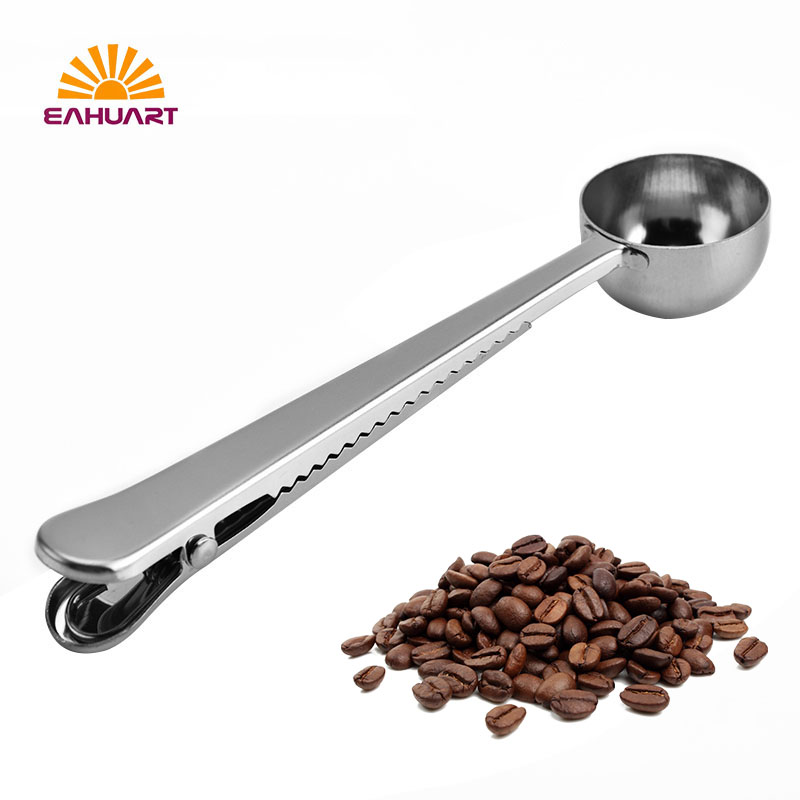 Popular Custom logo Coffee Measuring Spoon with Bag Clip