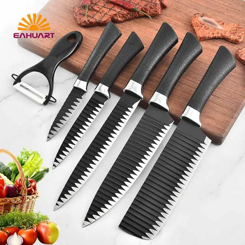 Black Water Ripple Knife Set with Gift Box for Home & Gifts