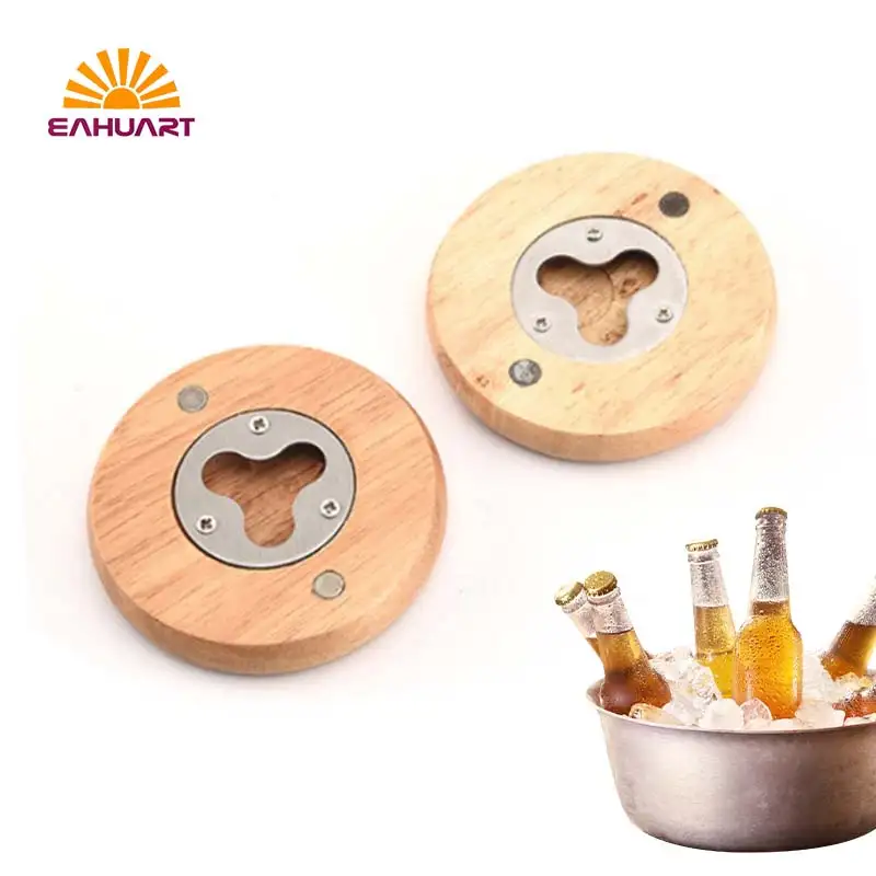 Wholesale Round Wooden Bottle Opener with Minimalist Style