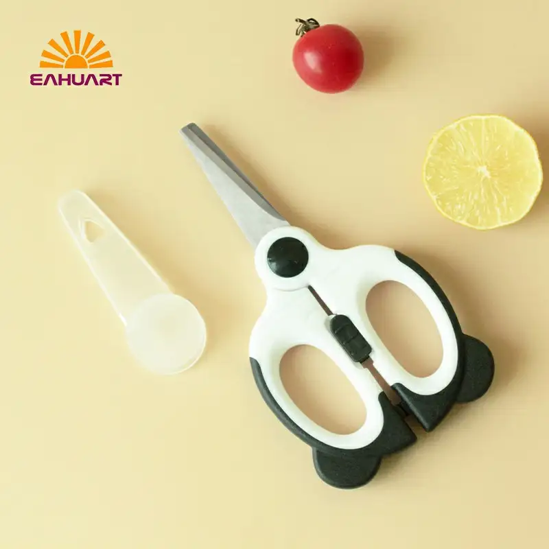 Creative Cute Panda Shaped Baby Food Scissors for Kids Meal